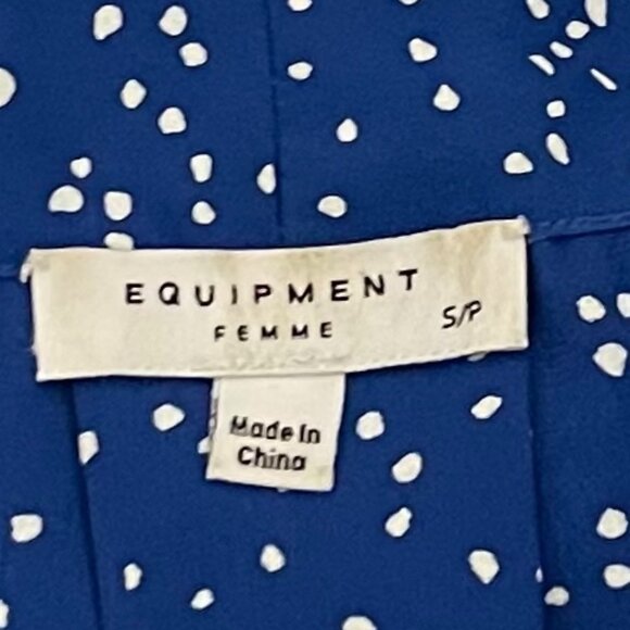 Equipment Femme Small Sleeveless V Neck Blue Printed Blouse - Picture 6 of 7